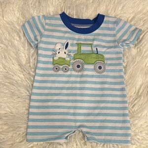 Bunny on a tractor appliqué  romper size 0-3 m